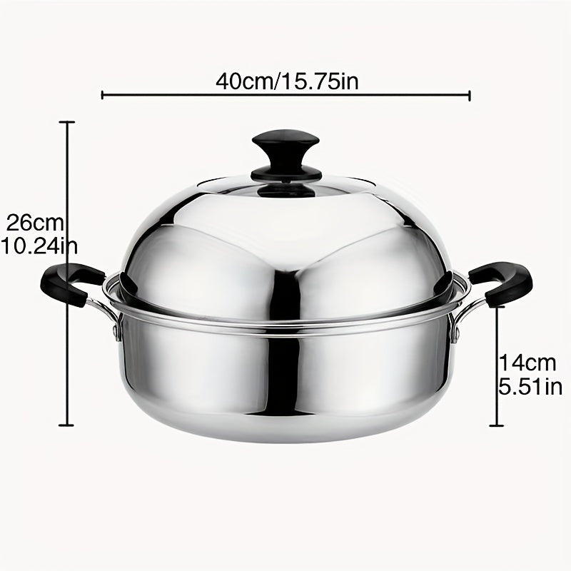 Durable and Versatile Stainless Steel Steamer Pot for Home Cooking - Works with Electric and Gas Stoves