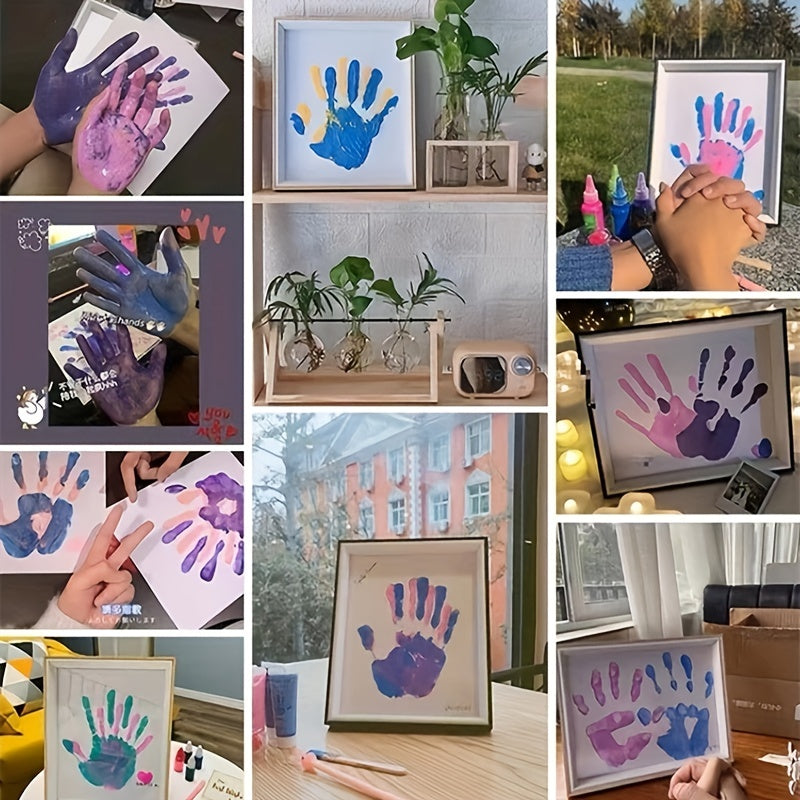 Couple's pet hand and footprint photo frame painting - a DIY commemorative gift.