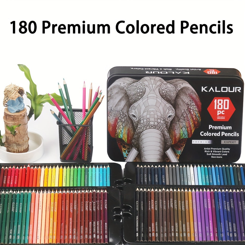 KALOUR 180 Color Luxury Iron Box Special Color Pencils with Art Drawing Special Color Lead