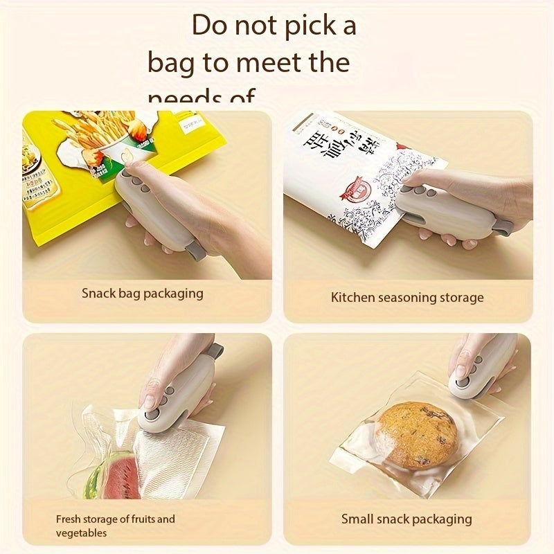 Handheld Mini Portable Kitchen Sealer - USB Rechargeable Clip for Preserving Freshness in Snack Bags