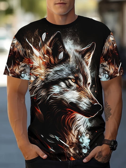 Men's crew neck T-shirt featuring hidden Wolf print