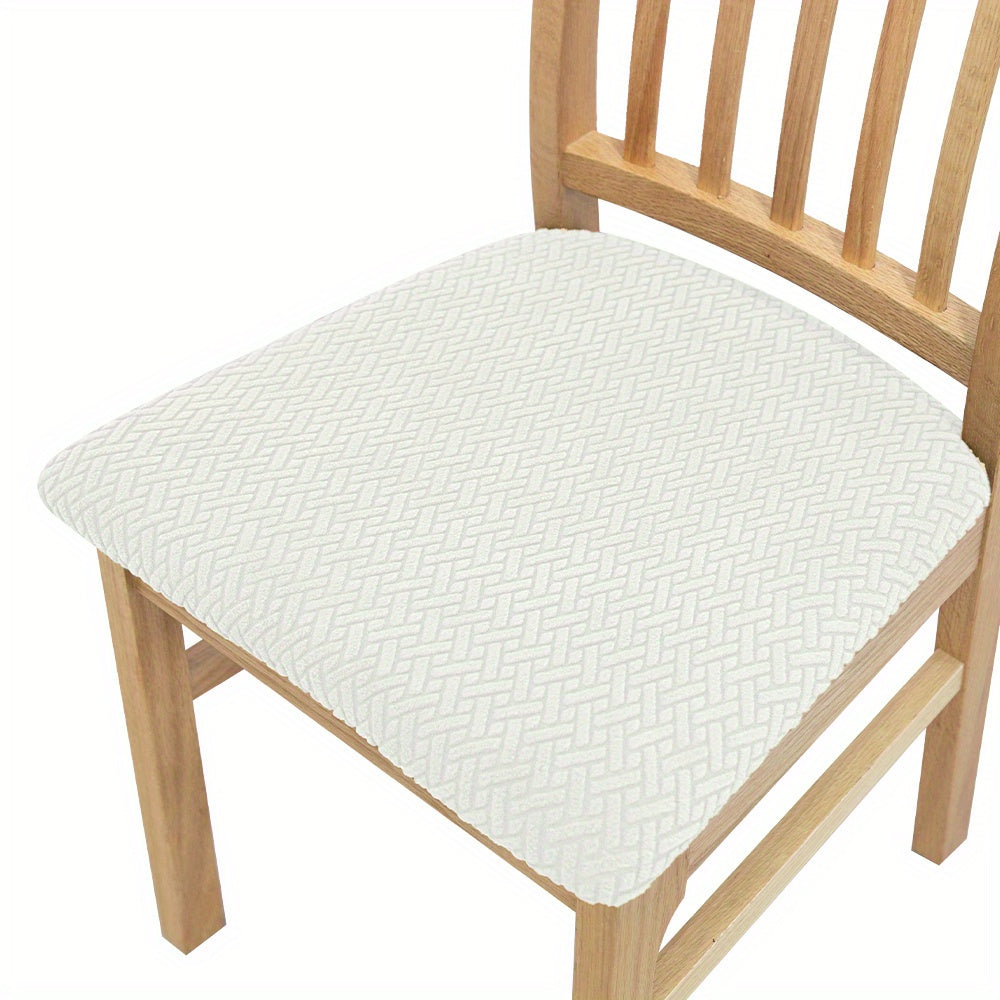 Knitted twill chair seat covers for dining chairs, perfect for weddings or home decor.