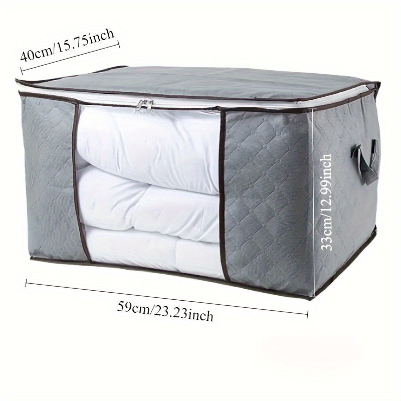 1pc Extra-Large Foldable Storage Bag with Reinforced Handles for Comforters, Blankets & Bedding - Durable Thick Fabric - Clear Window, Sturdy Zipper