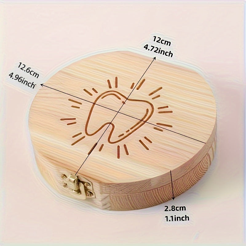 Keepsake Box for Teeth and Cord Storage, Handcrafted Wooden Organizer with Profiles, Made of Natural Wood, Decorative Memory Box