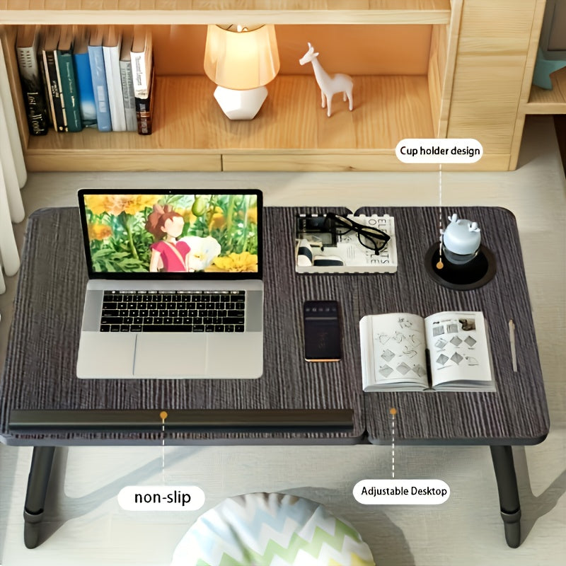 1pc adjustable five-speed table with cup holder, anti-slip strip, and multifunctional design.