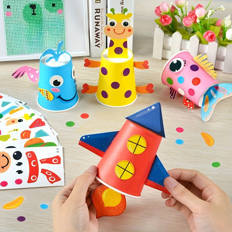 Educational art and craft set with stickers for ages 3-6, enhances fine motor skills, perfect gift for boys and girls.