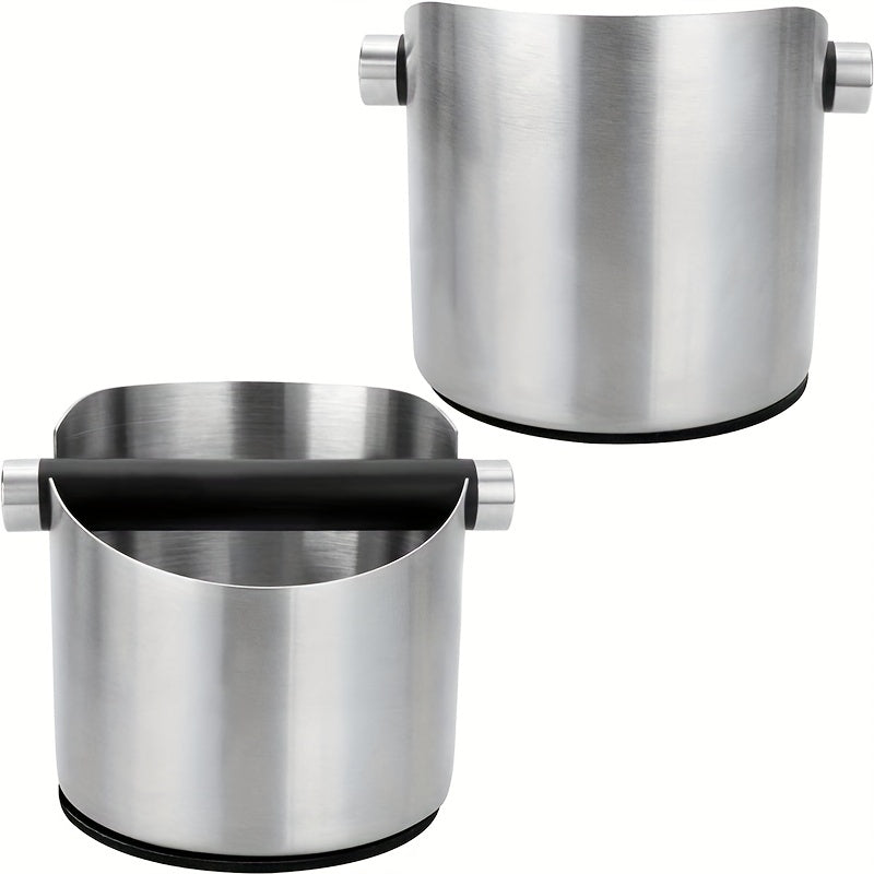 Stainless Steel Coffee Knock Box with Removable Knock Bar, Non-Slip Base, and Dishwasher-Safe for Easy Cleaning