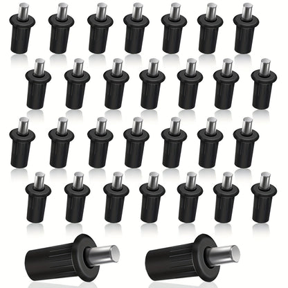 Get 30 Black Plastic Cabinet Door Repair Pins with Telescopic Spring design for easy installation. These pins are anti-rust, ensuring a long service life for your door dampers, furniture fittings, and shutter repairs.