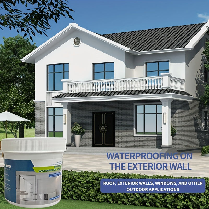 Waterproof agent for bathroom, roofs, and exterior walls. No need for demolition. Suitable for concrete, brick, and wood surfaces. Roof sealant included.