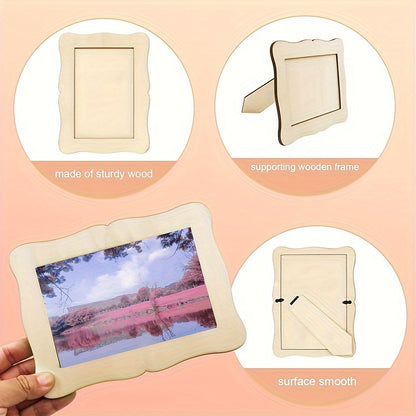 10 6-inch wooden wavy photo frames for DIY projects.