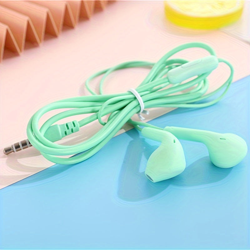 Anime-inspired wired earphones with microphone, 3.5mm jack, noise isolation, volume control, tangle-free cable, semi-open-back design, various color options, suitable for cellphones, great