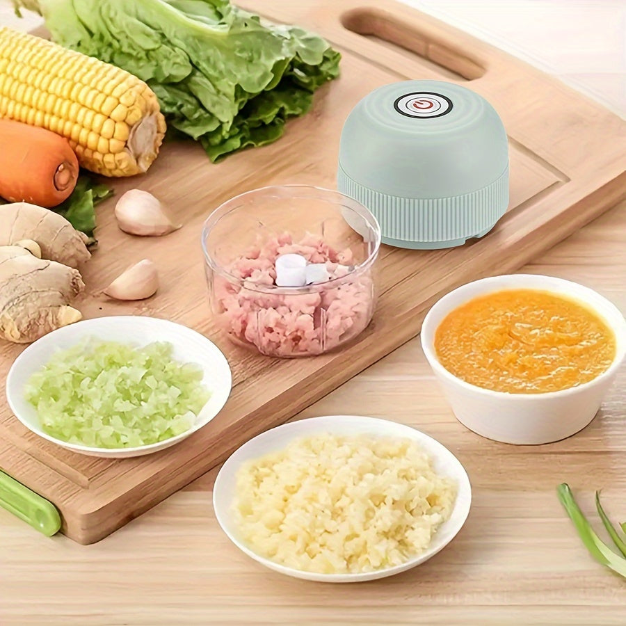 MIGUAN 250ml USB Rechargeable Mini Garlic Chopper with Stainless Steel Blade for Safety and Durability with Ginger & Vegetables