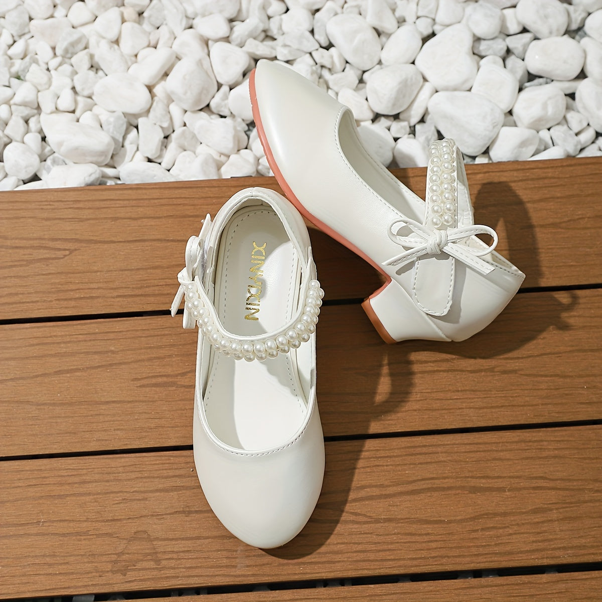 Chic pearl and bow high heels - perfect for weddings, parties, and performances.