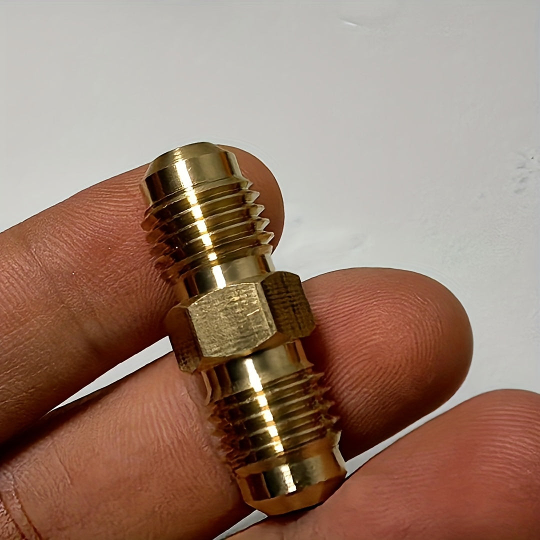 High-Quality Brass Air Conditioning Copper Tube Adapter - Female-Male Flare Thread Connector, Sizes Include 1/4", 3/8", 1/2", 5/8", 3/4" - Double-Headed Joint Ensures Leak-Proof AC Maintenance