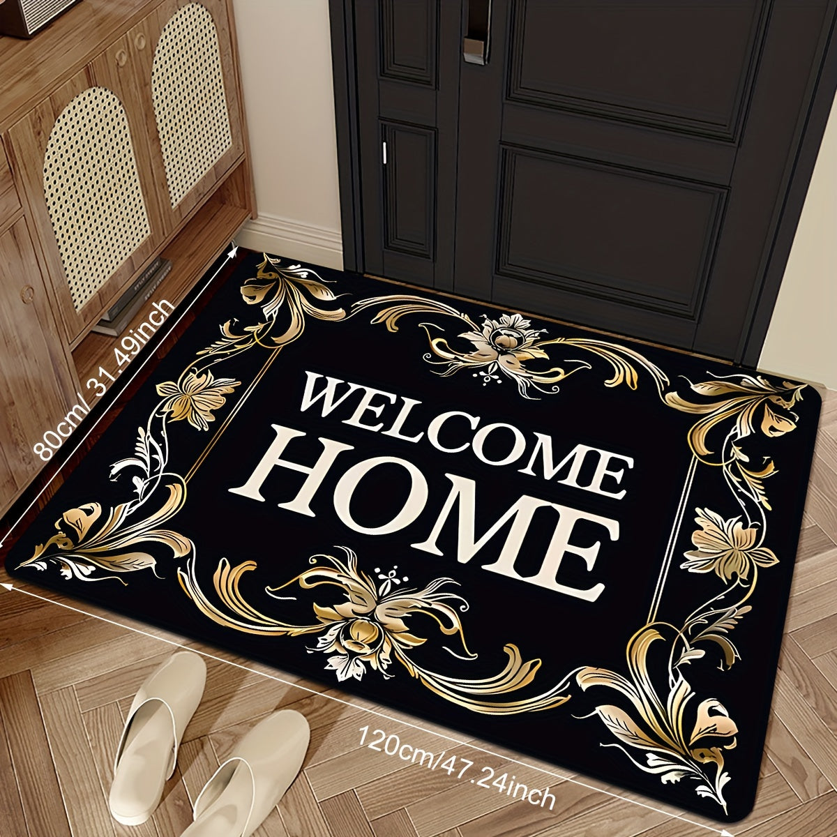 Introducing our Welcome Home Monogrammed Entrance Mat! Made of non-slip, stain-resistant polyester with sponge backing, this rug is perfect for both indoor and outdoor use. Quick dry and easy to clean, it's the best choice for Christmas and ideal for