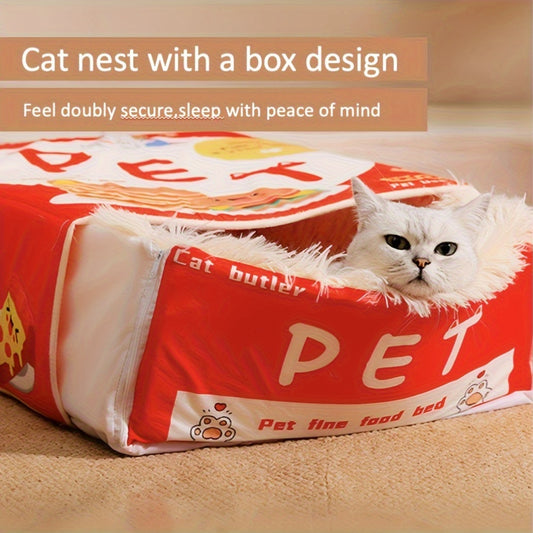 Cozy fully enclosed cat bed, perfect for all seasons. Ideal gift for cats, providing a warm home.