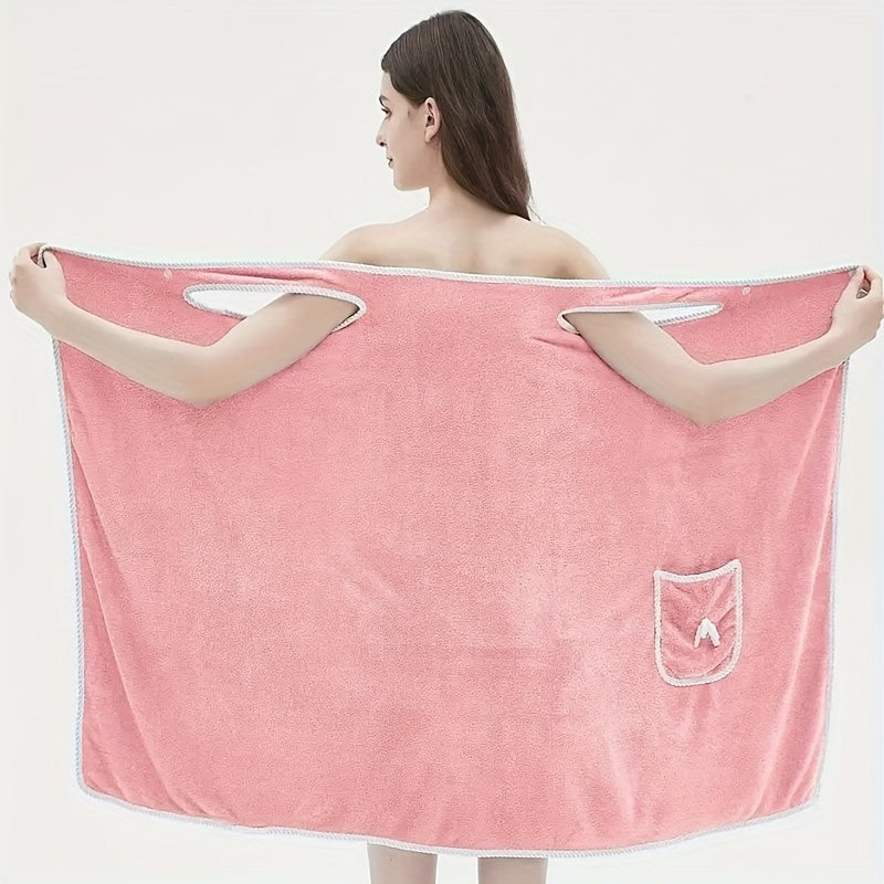 Wearable bath towel for adults, thick and quick-drying with a bow, soft and skin-friendly.