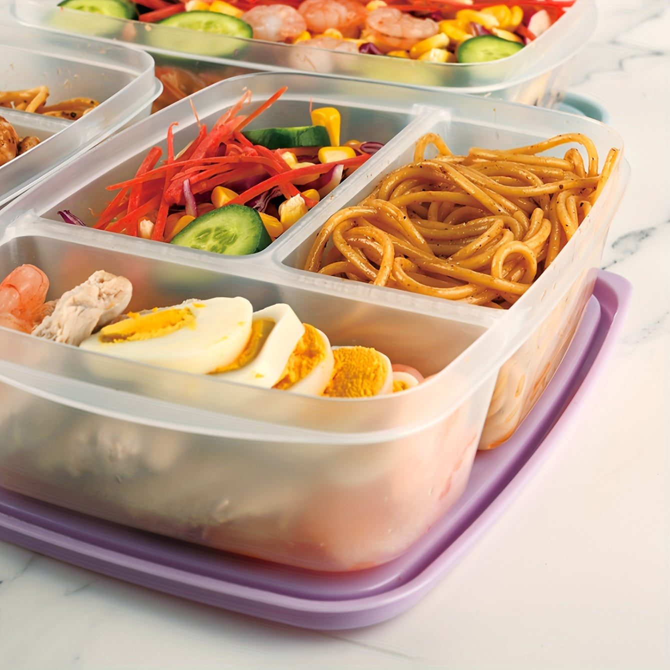 Set of 1 Meal Prep Containers with 3 Compartments - Perfect for Portioning Food at Work, School, Picnics, and more. Ideal for Casseroles, Lasagna, Baked goods, and more!