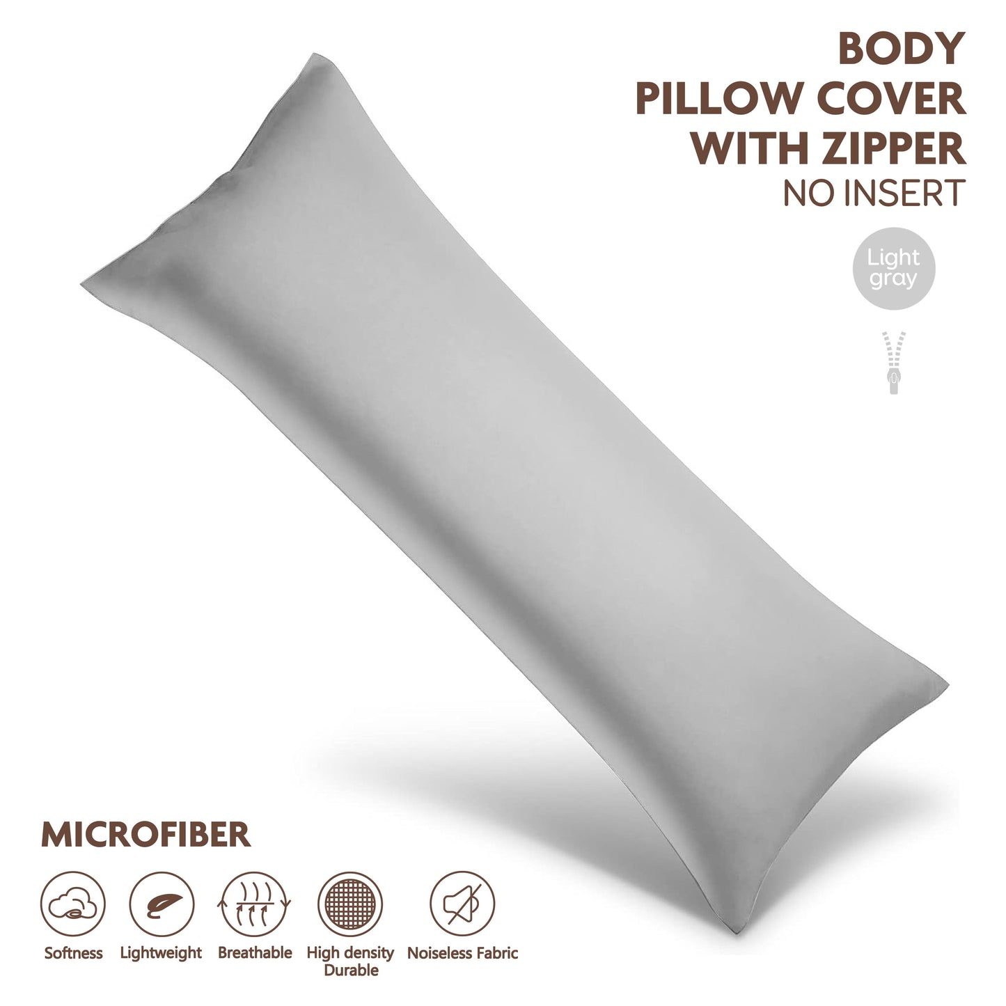 Soft and durable polyester brushed fabric long pillowcase with zipper closure, measuring 51x137cm. Perfect for home bedding decoration. Does not include pillow core.