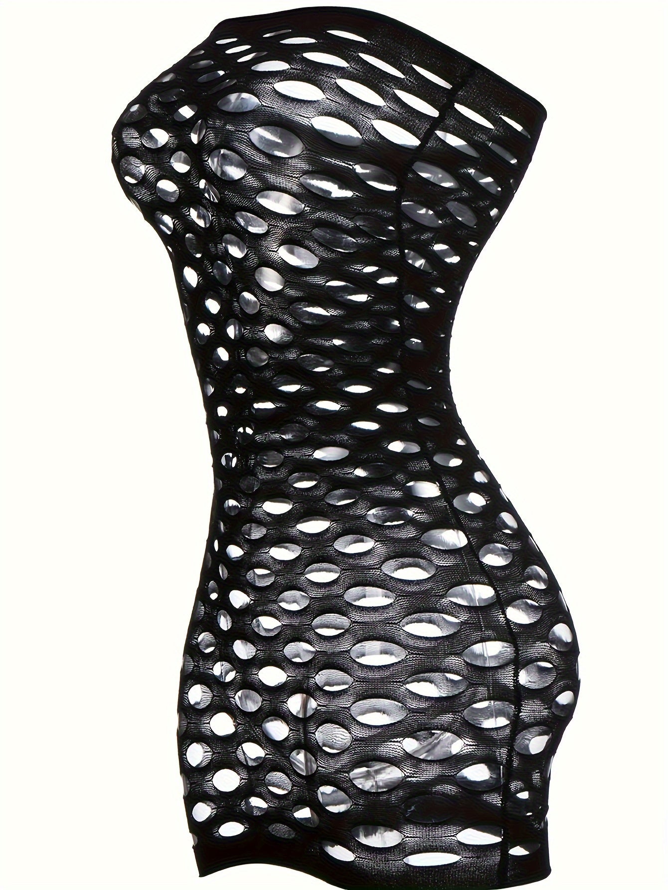 Black lace bodysuit with ombre design, adult size, made of polyamide and elastane blend.