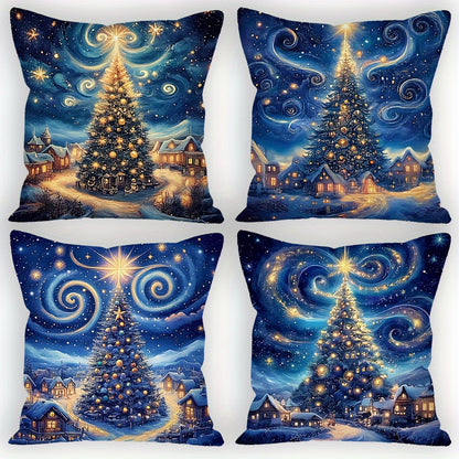 '- Transform your home into a cozy winter wonderland with this 4-piece Merry Christmas Throw Pillow Cover Set 
- Each cover features a soft and comfortable material with a beautiful Night Sky Tree design
- Perfect for adding a festive touch to your living