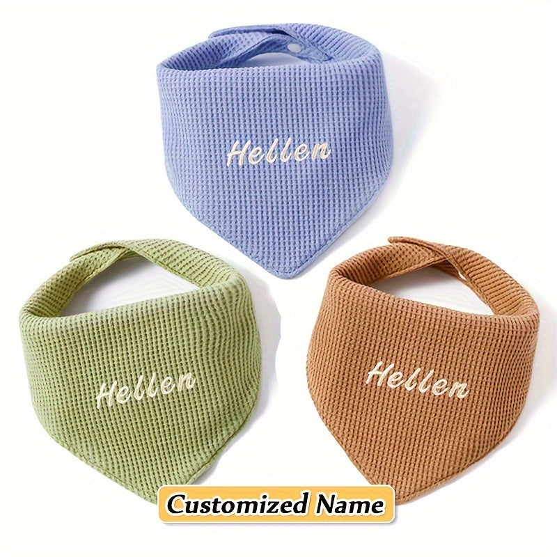 Set of 3 Soft and Absorbent Kids' Bibs - Adjustable Snap, Breathable Cotton Material, Optional Personalized Name - Great for Children and as Gifts for the Holidays