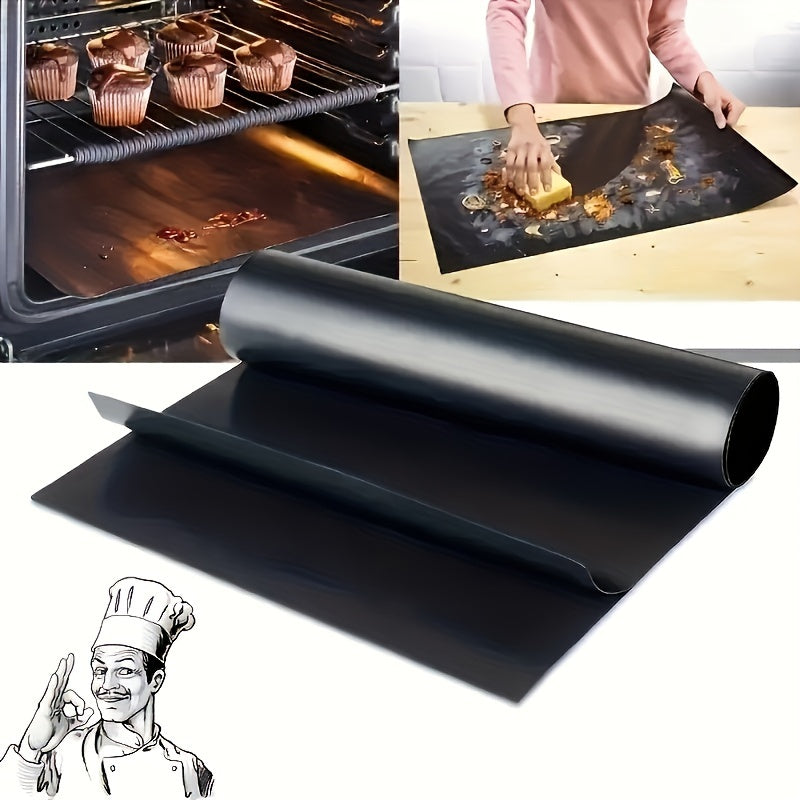 Non-stick oven liner made from glass fiber, suitable for electric and gas ovens and grills, safe for food contact. Ideal for baking and grilling.