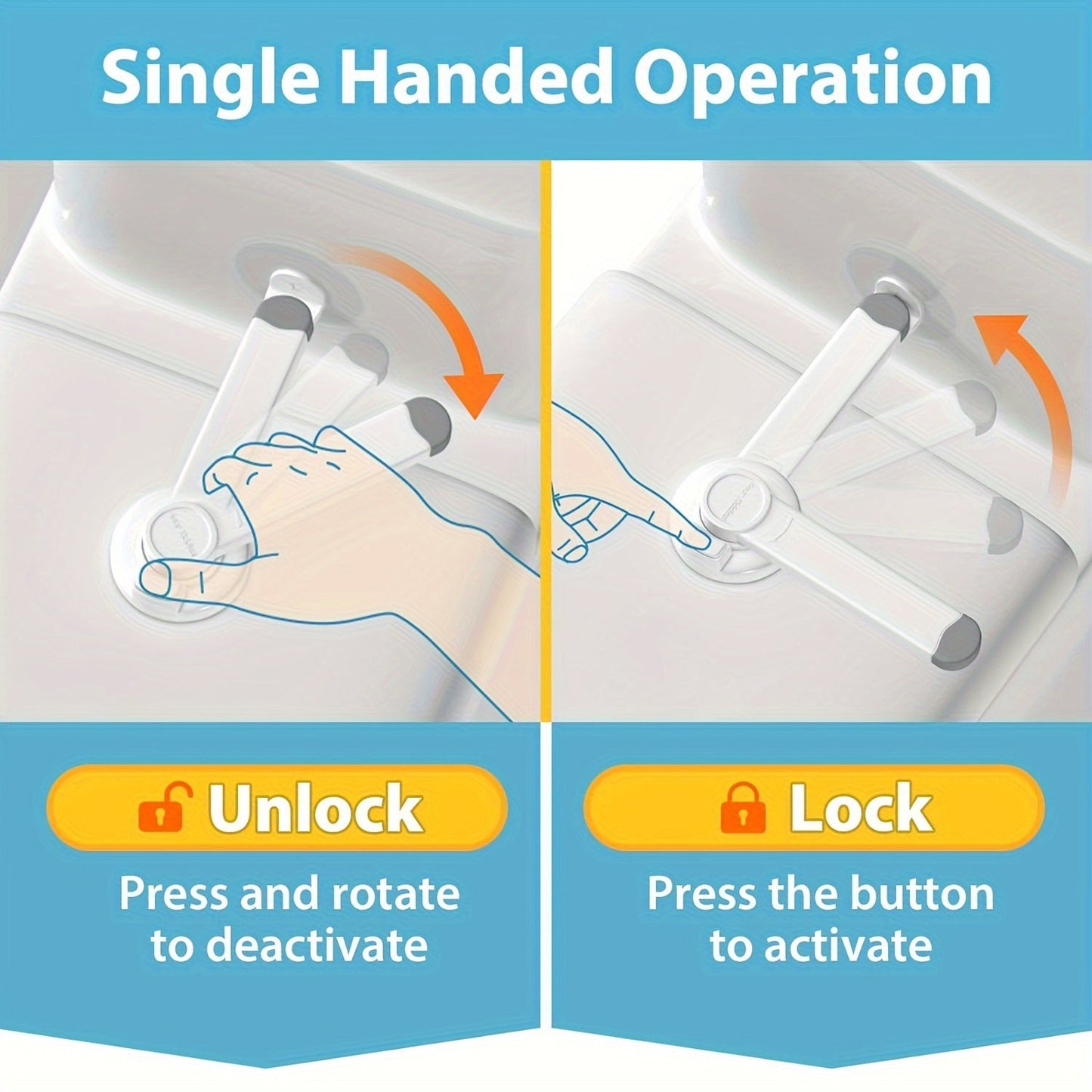 Toilet Safety Lock Set with Additional Pallet for Standard Toilets, Simple Installation and Lid Locking Mechanism, 1 Piece