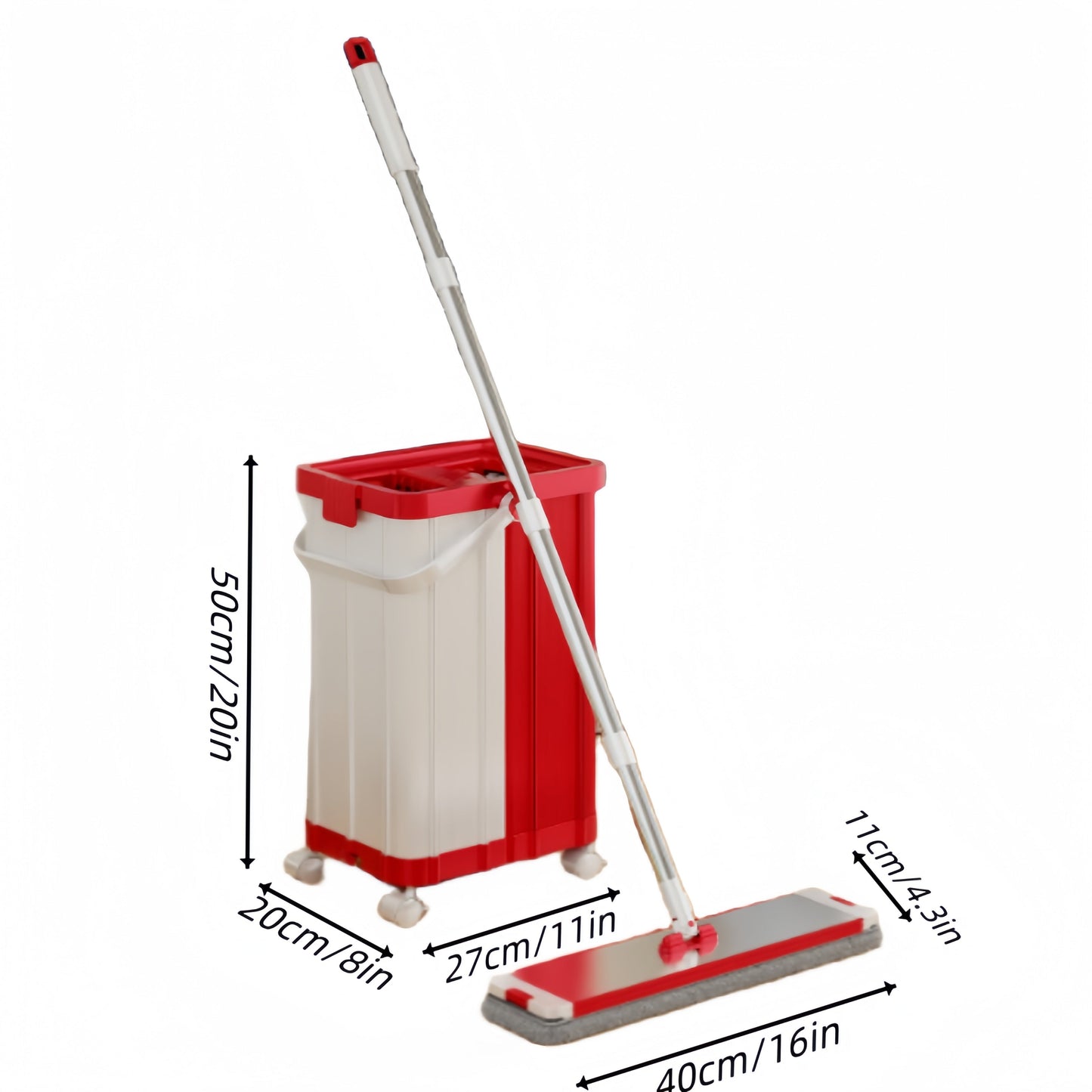 Stainless Steel 2-in-1 Cotton Mop with Wheels - Effortless Home Floor Cleaning Solution for Wet and Dry Use, No-Hand-Wash, Includes Scrubbing Tool for Easy Kitchen and Home Cleaning, Convenient Storage Option Available