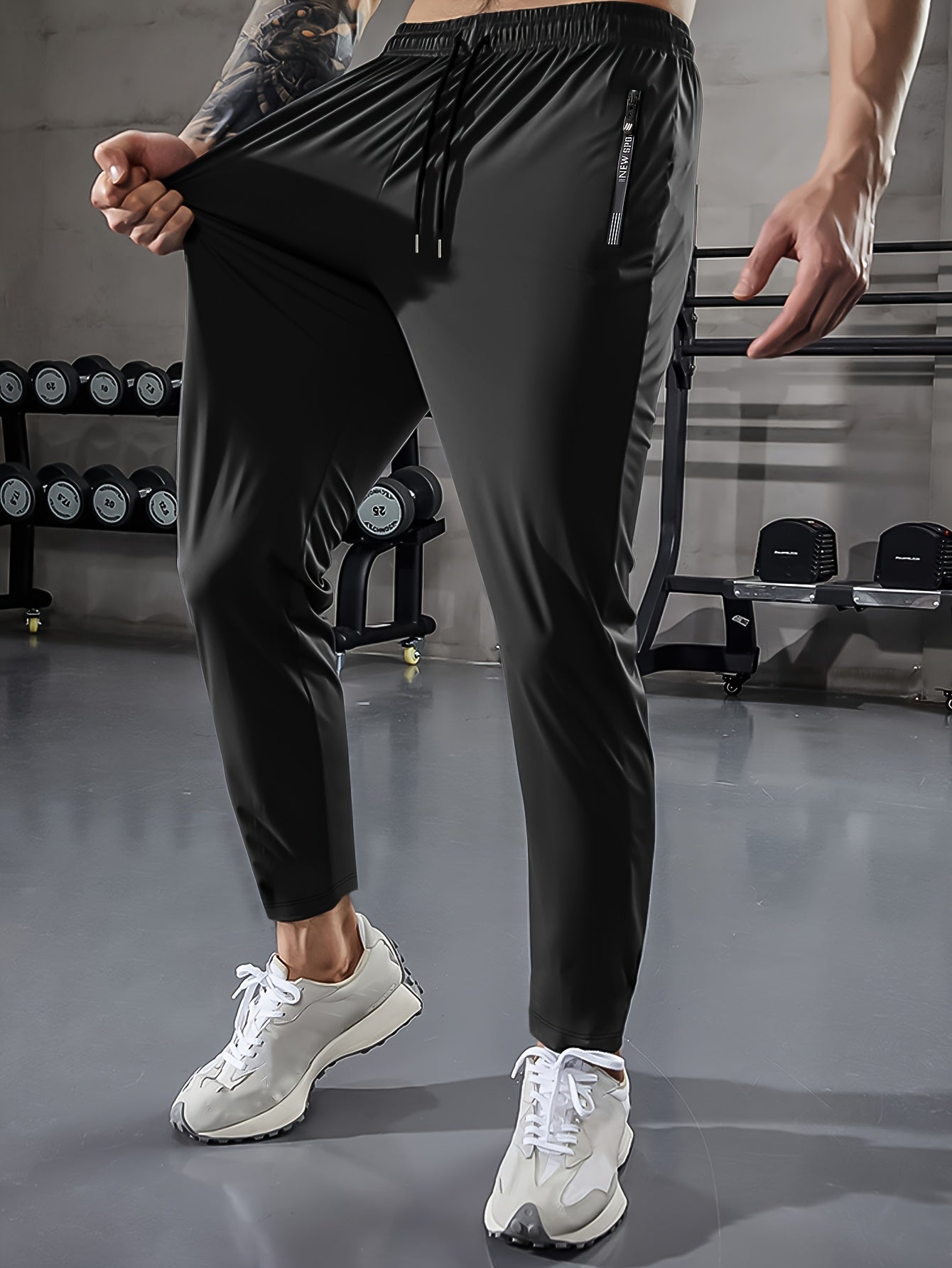 Men's Summer Joggers with high-elasticity fabric, drawstring waist, and zippered pockets - perfect for daily wear, outdoor jogging, and gym sessions.