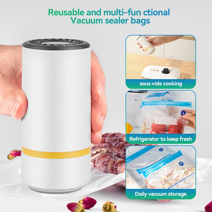 The HOTU Portable 3-in-1 USB Rechargeable Vacuum Sealer is a handheld device that preserves fruits and vegetables, keeping them moisture-proof. Powered by a lithium battery, it is perfect for on-the-go food preservation.