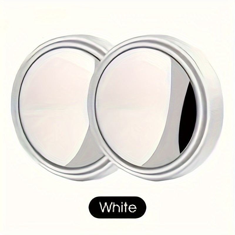 Small round mirror with HD glass for car rear view, rotatable 360 degrees for blind spot assistance.