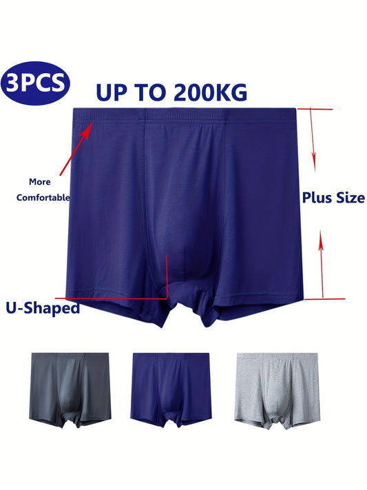 3 men's plus size boxer briefs, soft and breathable, big and tall.