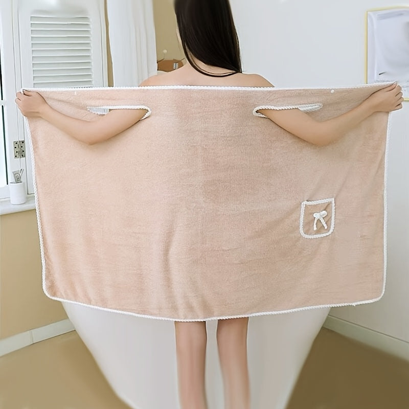 1pc women's coral fleece wearable bath towel wrap - lightweight, modern style, hand/machine washable, ideal for spa, pool, gym, travel, and home use.