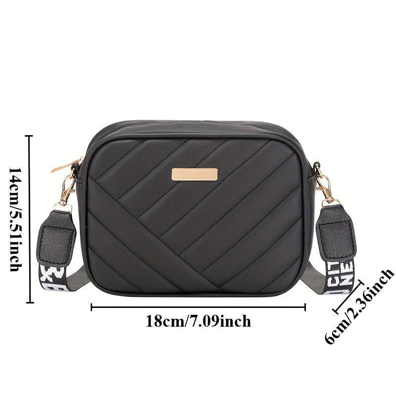 A stylish small square twill crossbody bag for women with compartments for phone and wallet. Available in khaki, brown, gray, white, pink, and black. Made of PU material with polyester