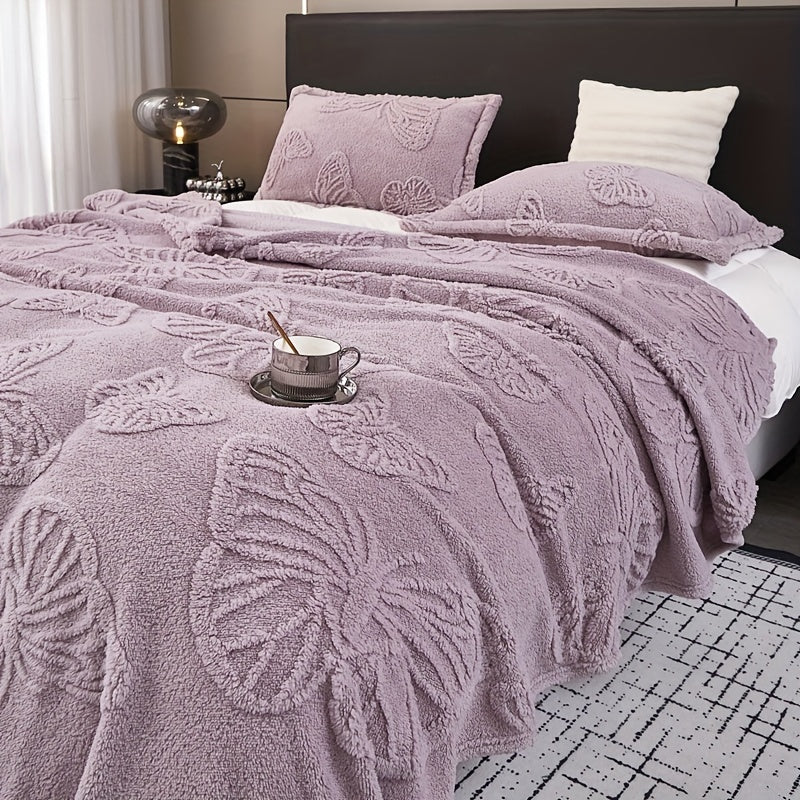 Butterfly Purple Throw Blanket with Jacquard Design and Taffeta Material - Ideal for Bed, Sofa, or Couch - Multifunctional and Stylish Blanket