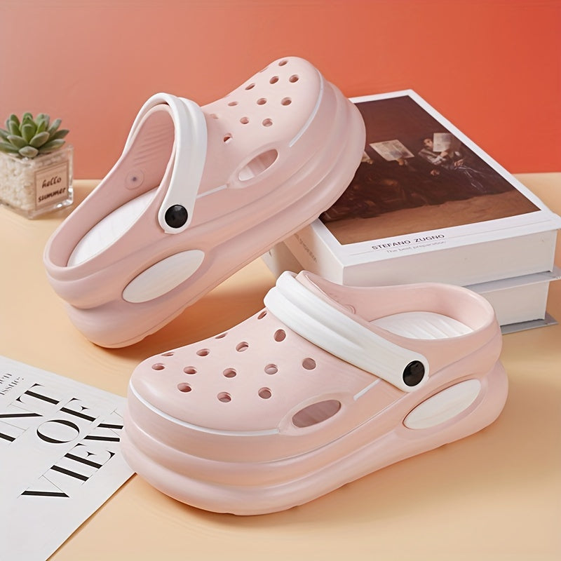 Cute new summer style hollow shoes for girls with dual-color thick-soled anti-slip EVA sandals for home, leisure, and outdoor beach, including parent-child style