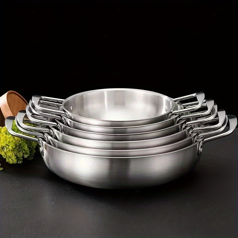 Set of 6 Stainless Steel Seafood Pots with Handles for Cooking Noodle Soup, Perfect for Italian and Korean Ramen as well as Instant Noodles. Available in sizes 18cm, 20cm, 22cm, 24cm, 26cm, and 28cm.