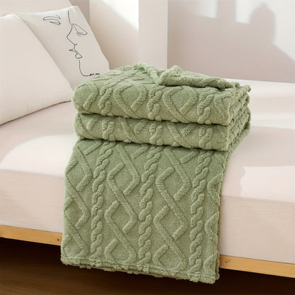 A cozy and versatile blanket with a sweater-like embossed design, perfect for New Year's, Chinese New Year, Valentine's Day, Mother's Day, and back-to-school occasions.