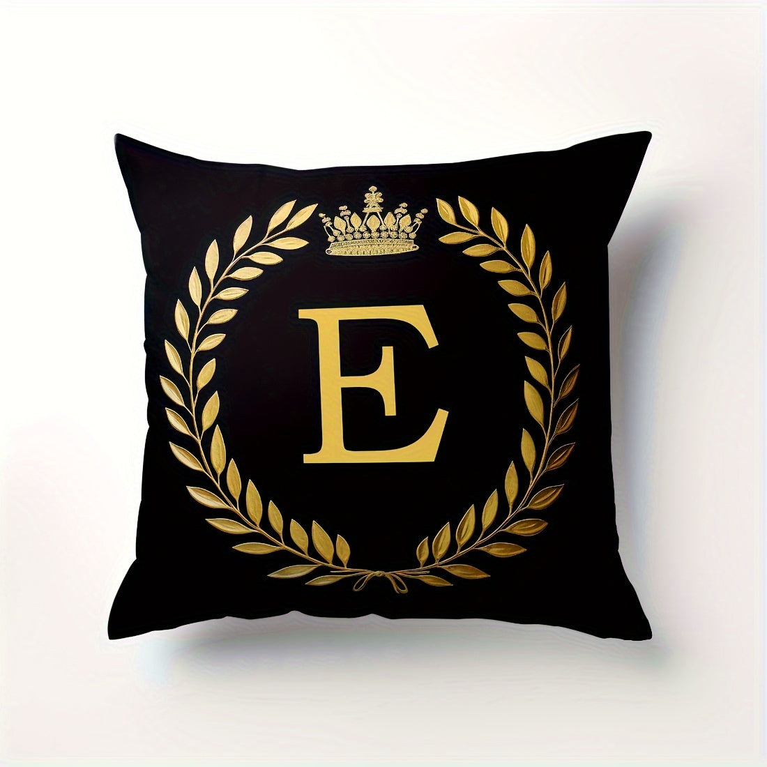 Stylish English letter print pillow cover made of soft peach skin velvet. Features zip closure and machine washable. Measures 45.72x45.72 cm, ideal for home and office decor.