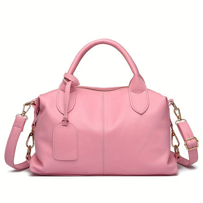 Stylish shoulder bag with removable strap and zip closure, perfect for everyday use.