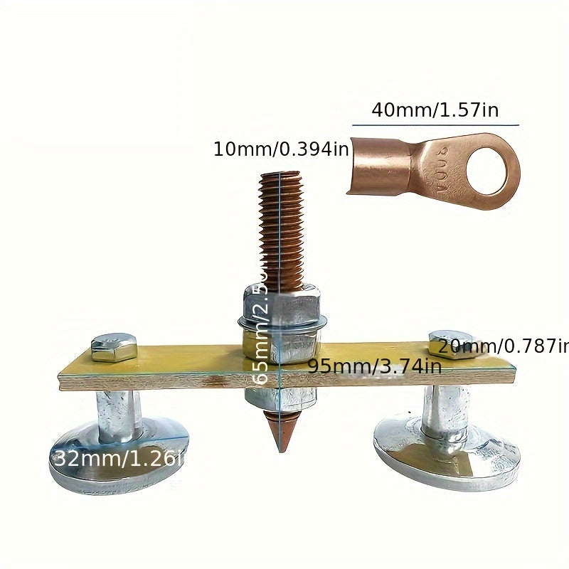 QvamillT Heavy-Duty Magnetic Welding Ground Clamp, Dual Head Design with Copper Tail, 3kg Pull Capacity, Green Insulation Wild Disk, Ideal for Sheet Metal Work.