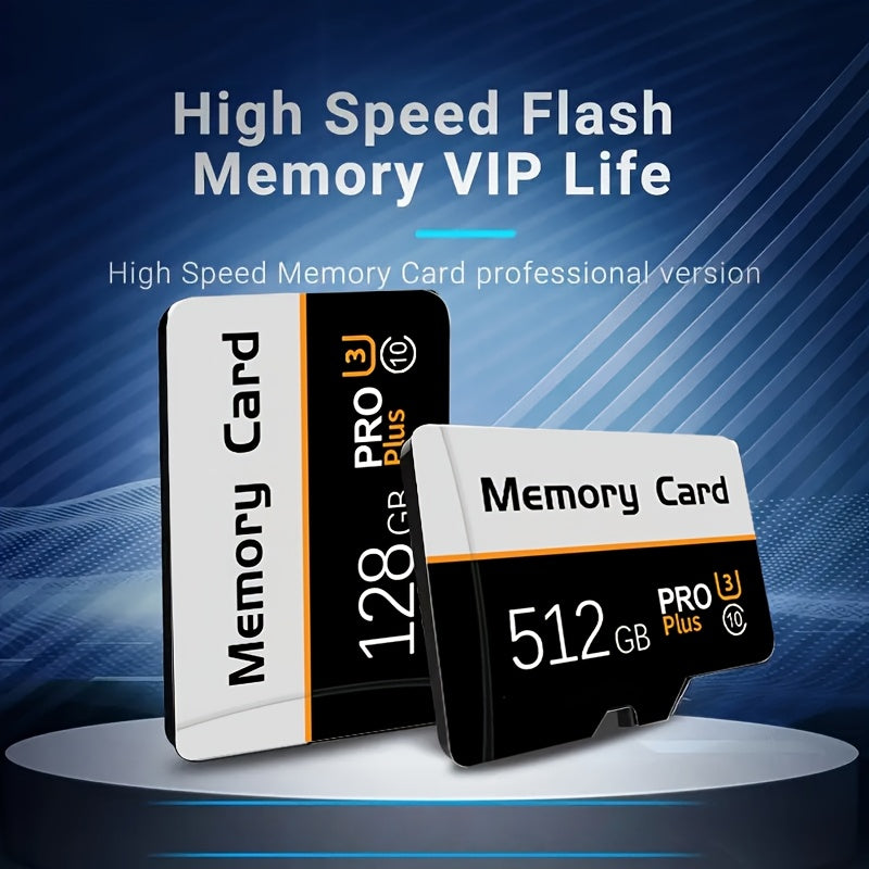 High-speed 512GB and 128GB microSD cards for smartphones, tablets, cameras, and surveillance systems.