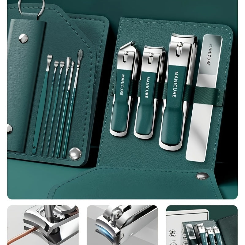 10pcs High-Quality Nail Manicure Tool Set with Travel Package, Including Nail Clippers, Earpick Spoon, and Pedicure Kit