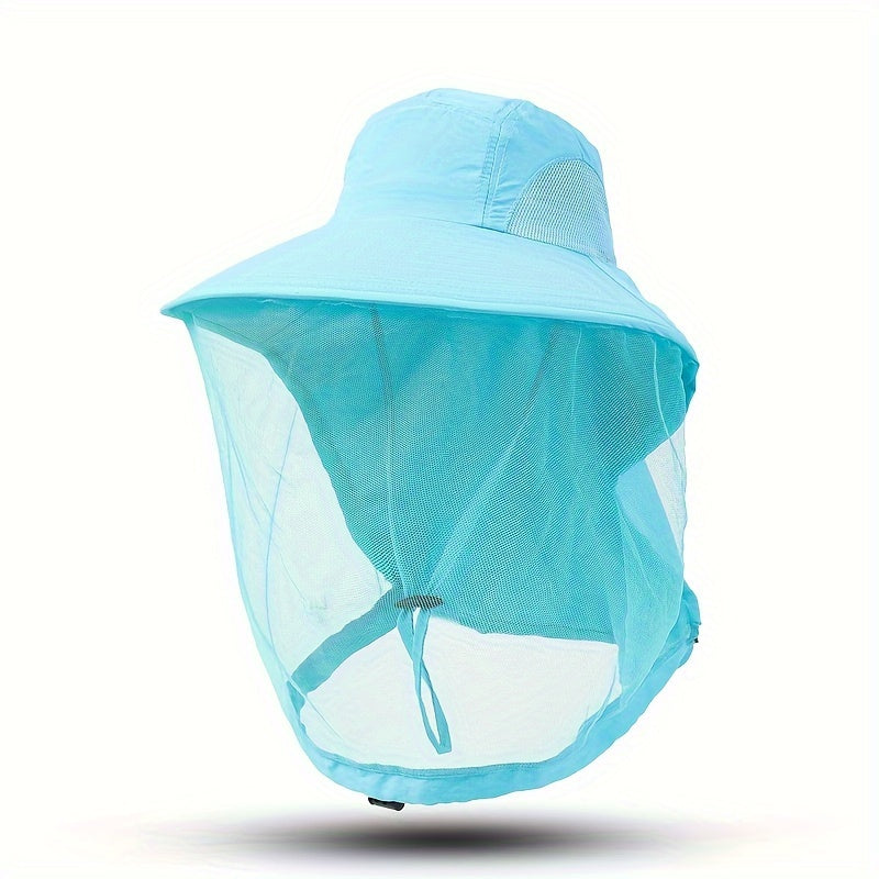 Outdoorsmen's Mesh Hat with Face Cover, Sun Protection and Breathable Mesh Mask - Perfect for Night Fishing