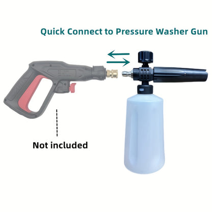 1 Set Snow Foam Cannon with 700ml bottle, for use with pressure washer as car wash soap attachment kit.