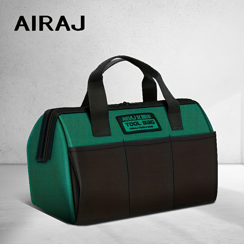 AIRAJ 33.02cm Durable Tool Bag - Multifunctional, Strong Oxford Fabric, Portable Handheld Design for Electricians & Woodworking - Green/Black