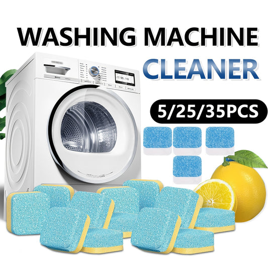 5/25/35pcs All-in-One Washing Machine Cleaner Tablets, Lemon Scented, Deep Cleaning Detergent for Laundry Drums, Compatible with Front & Top Loading Machines, Uncharged