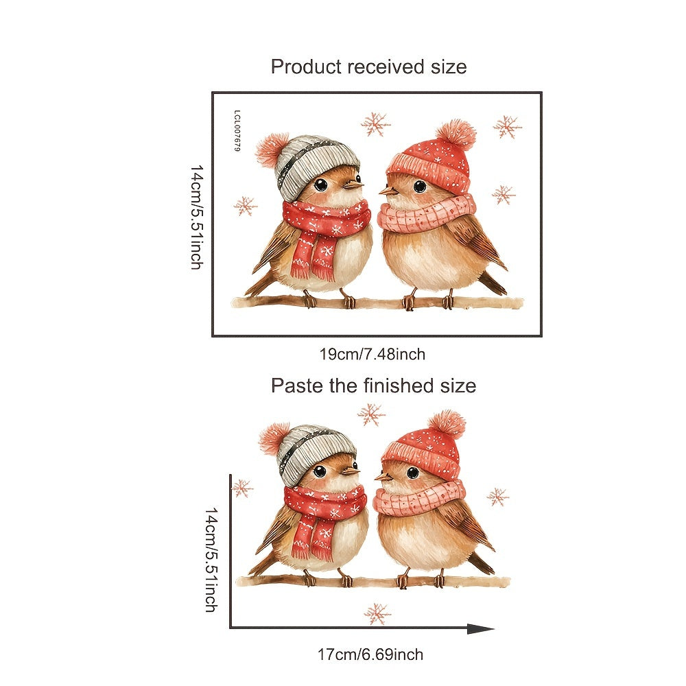 Celebrate the holiday season with our Festive Christmas Bird Window Cling. Featuring adorable cartoon birds wearing knitted hats and scarves, this removable and reusable cling has a semi-matte finish that is ideal for decorating windows, doors, walls