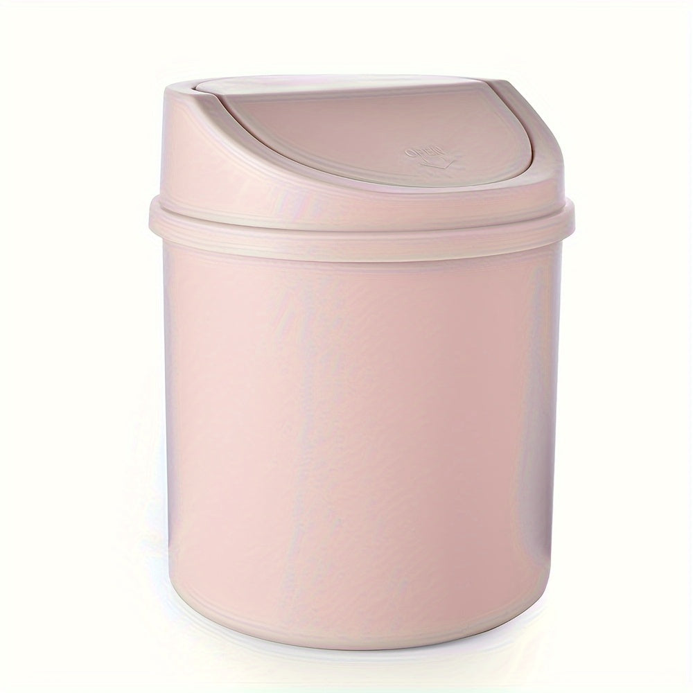 Compact flip-top desktop trash can for home and office use